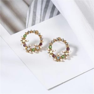 Circle Flower Stud Earrings