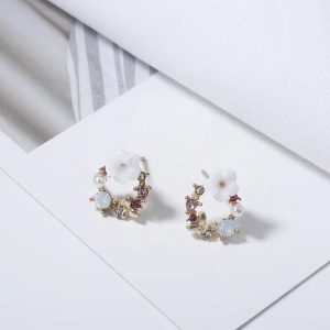 Circle Flower Stud Earrings