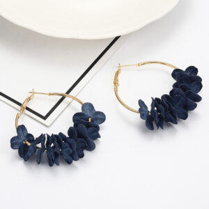 FABRIC FLOWER EARRINGS (Black)