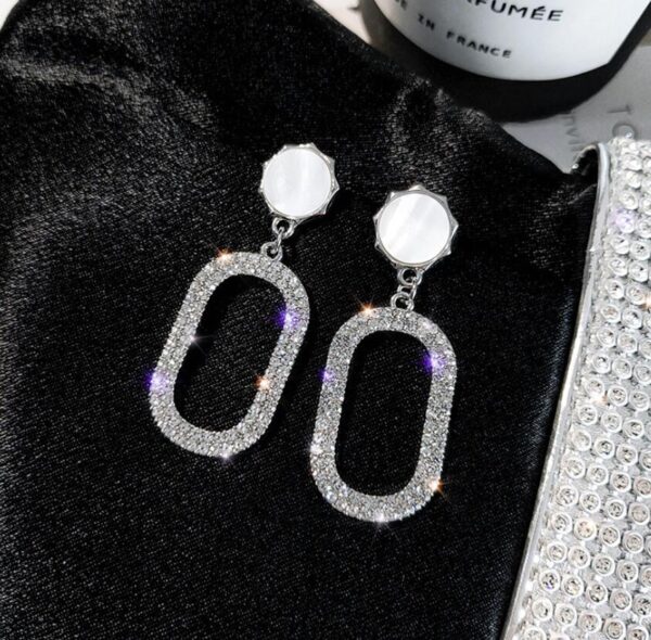 925 Diamond Oval Earrings - Image 2