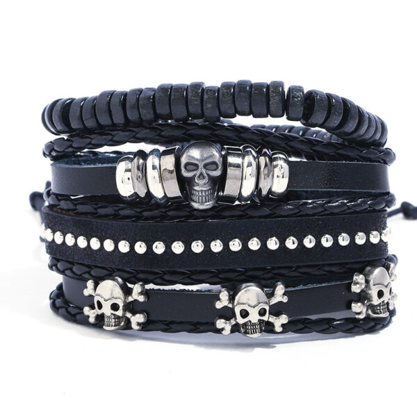 4-PIECE Punk Style Leather Bracelet